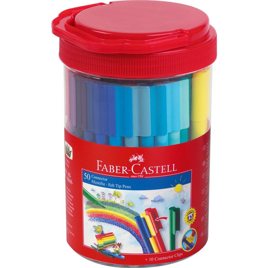 Faber-Castell - Connector felt tip pen set Bucket, 60 pieces