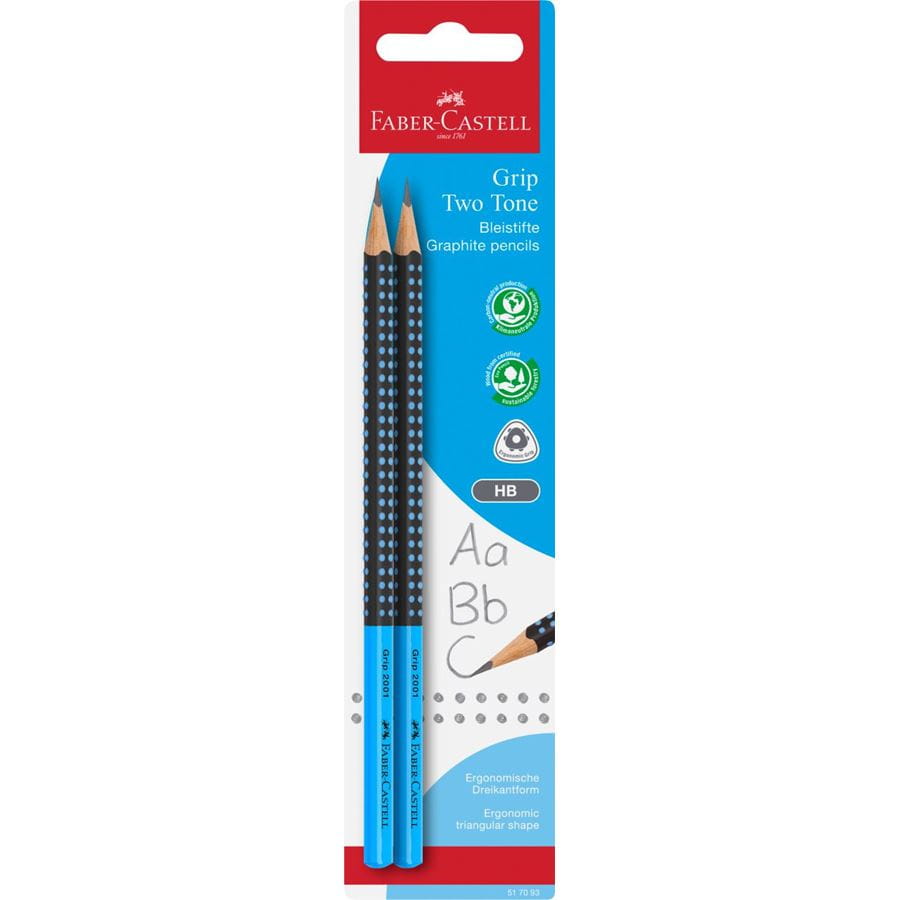 Faber-Castell - Grip 2001 Two Tone graphite pencil, HB, set of 2, sorted