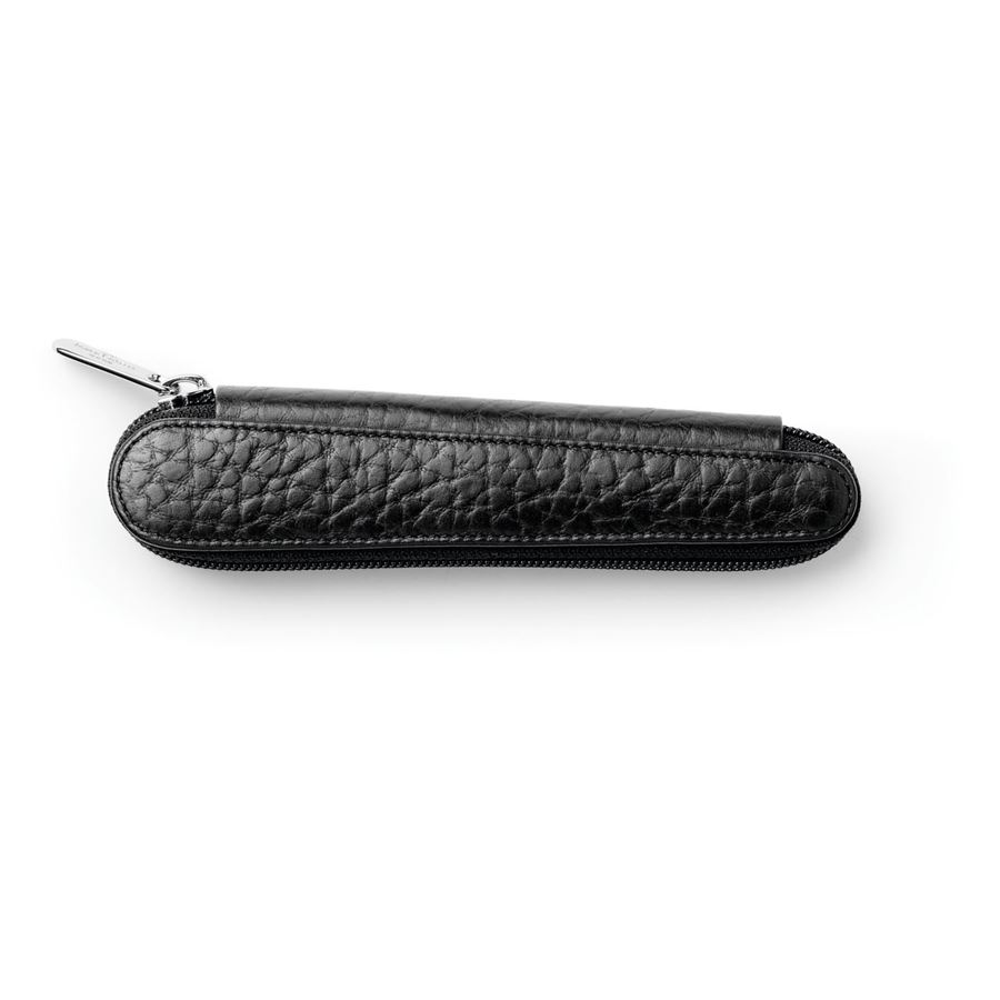 Faber-Castell - Leather case with zip fastener for 1 pen black grained