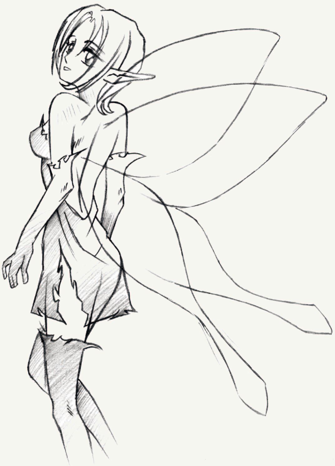 Anime Art - Step-by-step instructions: Fairy - Step 4 - completed your preliminary sketch