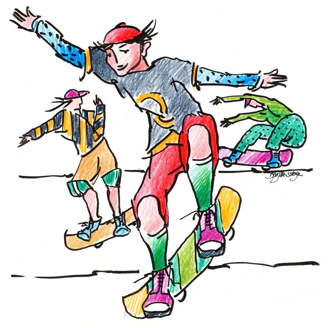 Colouring pages (easy): Skater - Result