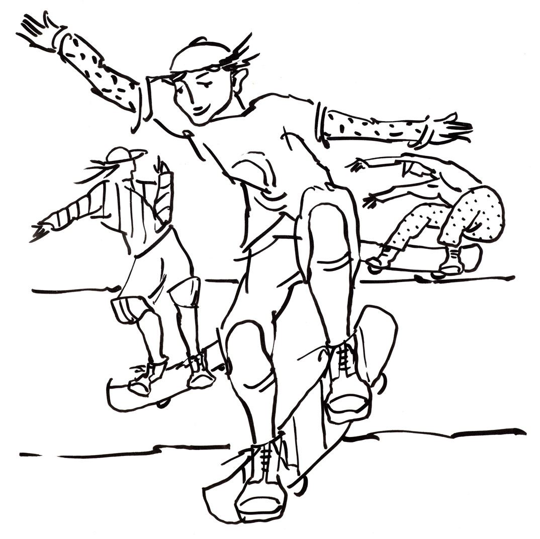 Colouring pages (easy): Skater - Template