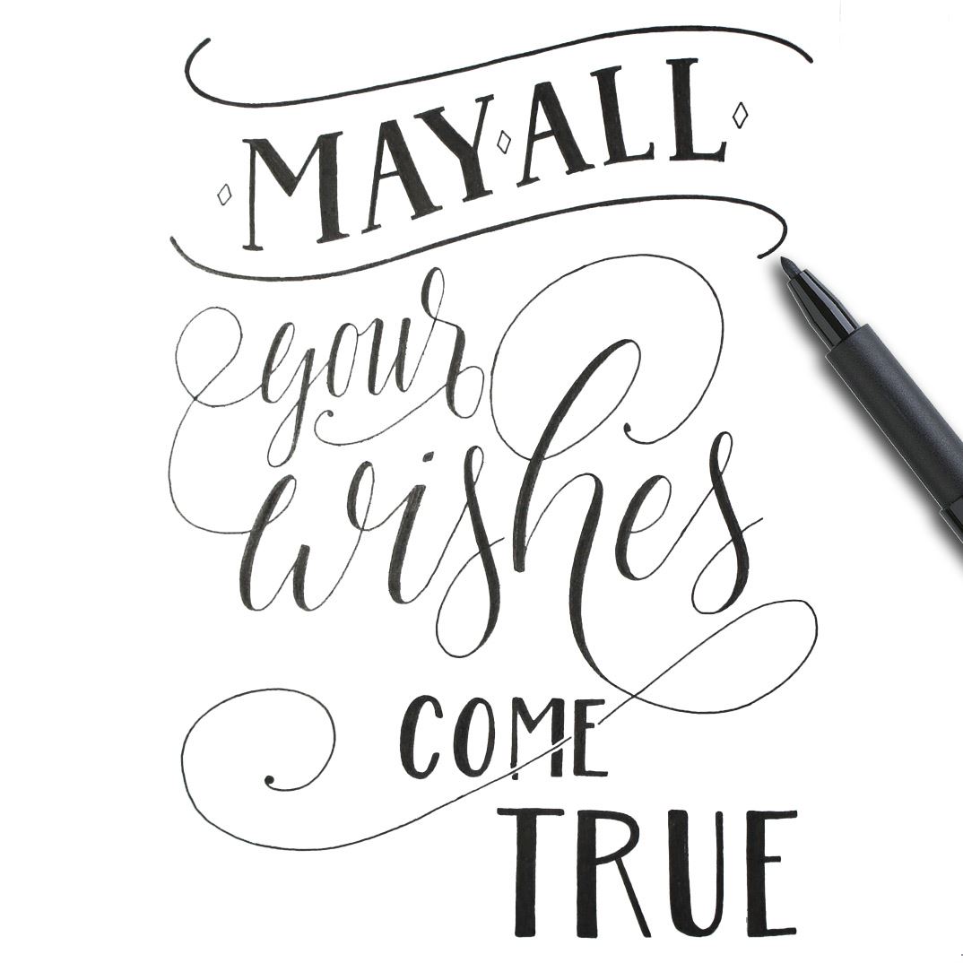 Handlettering "may all your wishes come true".