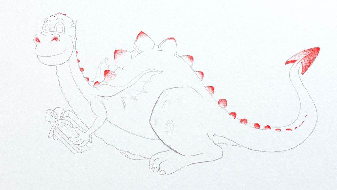 Dragon drawn with a graphite pencil