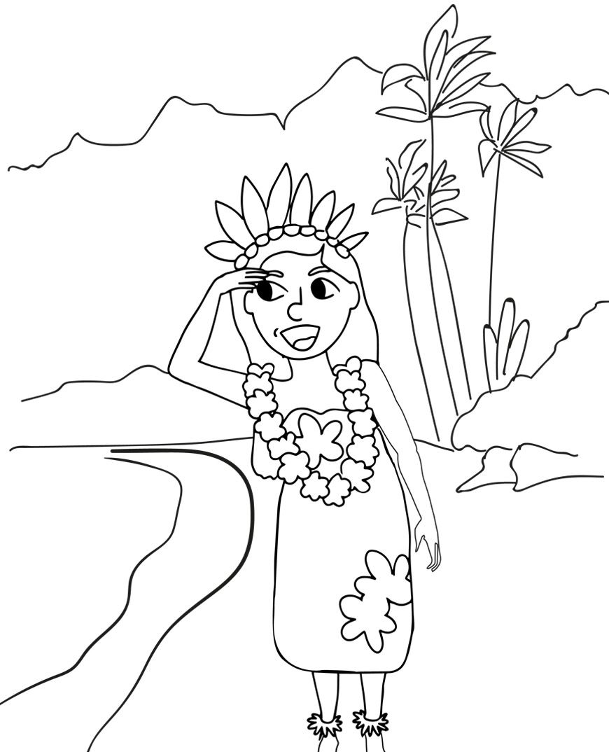template of a young girl at a beach
