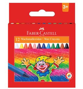 Faber-Castell - Wax crayon round, 9 cm, cardboard wallet of 12