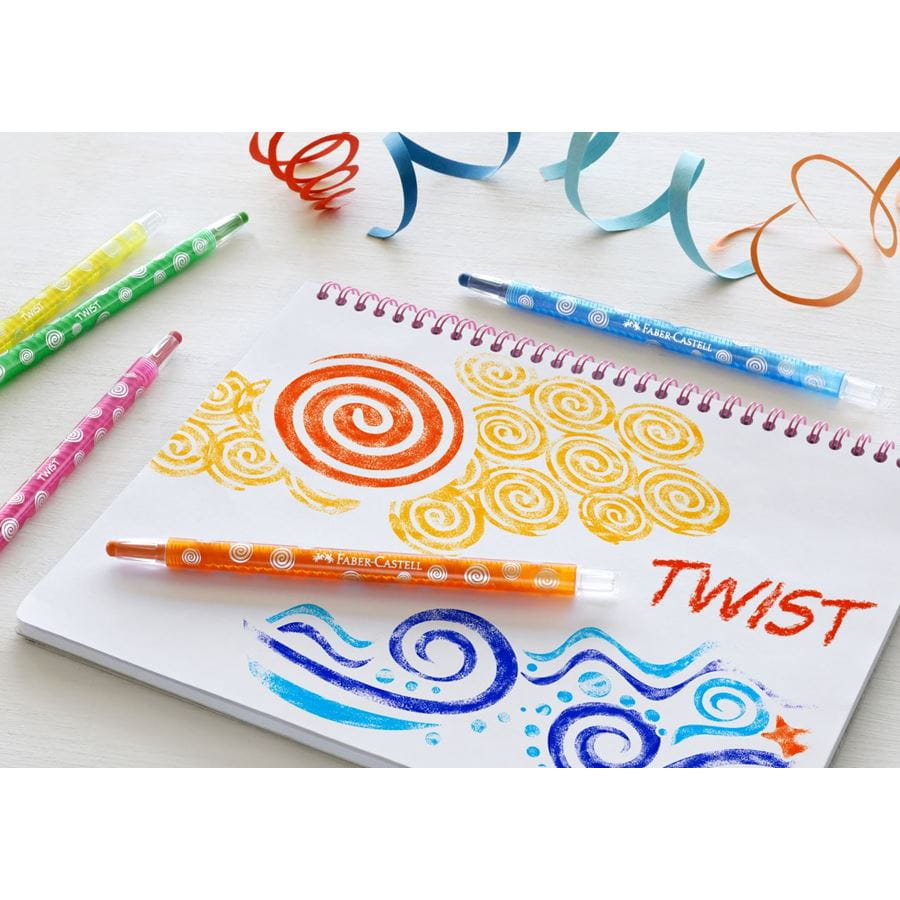 Faber-Castell - Wax crayon twistable, cardboard wallet of 12