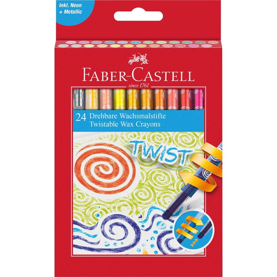 Faber-Castell - Wax crayon twistable, cardboard box of 24