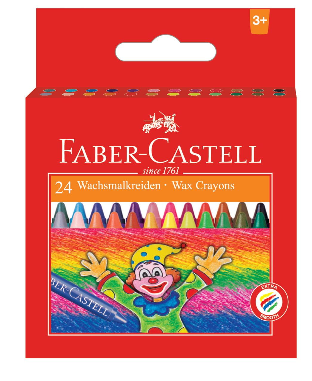 Faber-Castell - Wax crayon round, cardboard wallet of 24