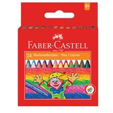 Faber-Castell - Wax crayon round, cardboard wallet of 24