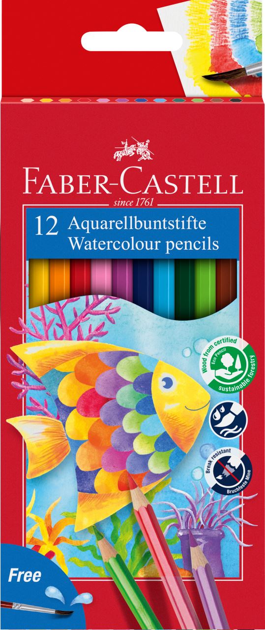 Faber-Castell - Classic Colour watercolour pencils, cardboard wallet of 12