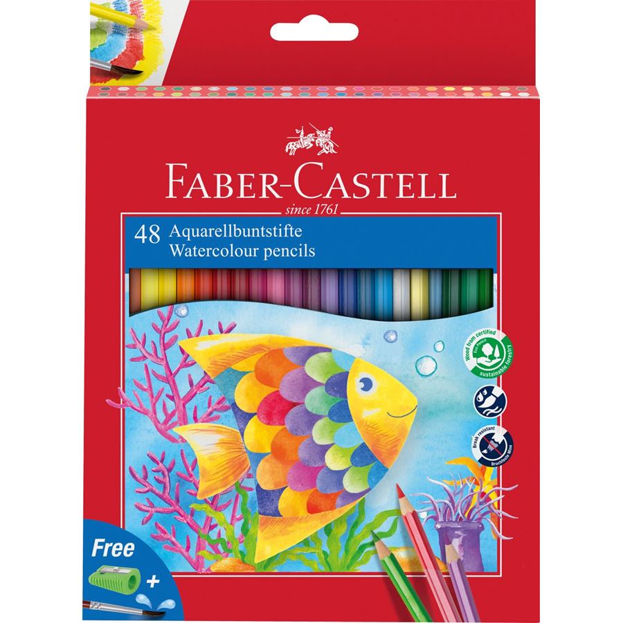 Faber-Castell - Classic Colour watercolour pencils, cardboard wallet of 48