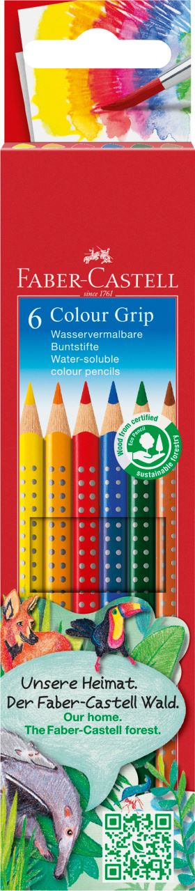 Faber-Castell - Colour Grip colour pencil, cardboard wallet of 6