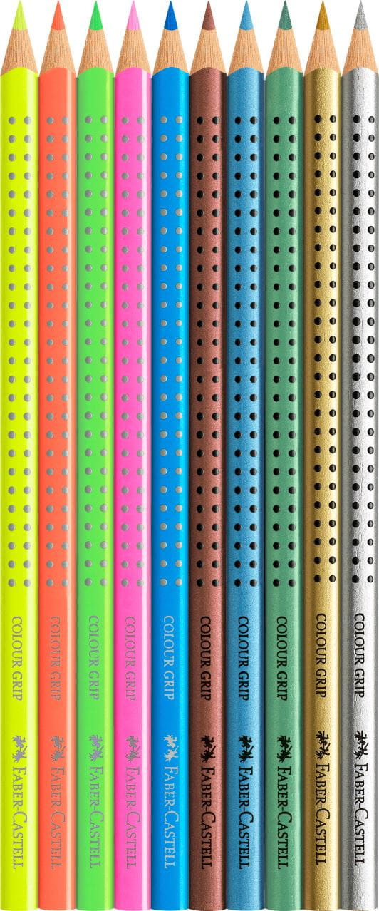 Faber-Castell - Colour Grip colour pencil colouring set rocket, 10 pieces