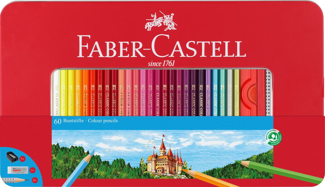 Faber-Castell - Classic Colour colour pencils, tin of 60
