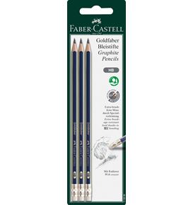 Faber-Castell - Goldfaber graphite pencil with eraser, HB, set of 3