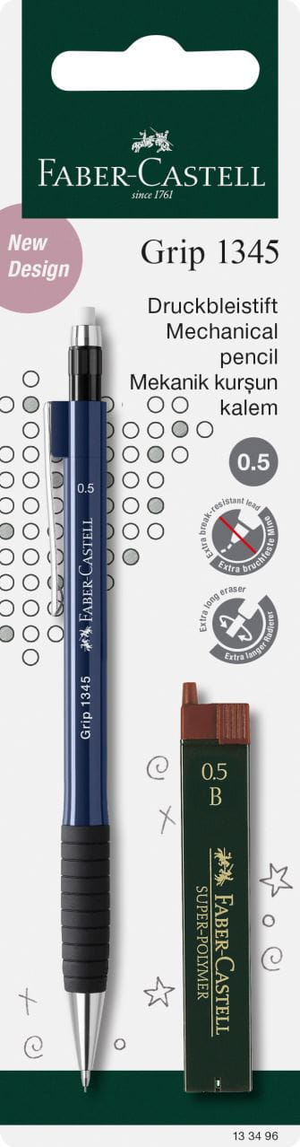 Faber-Castell - Grip 1345/47 mechanical pencil, blue/black, 2 pieces
