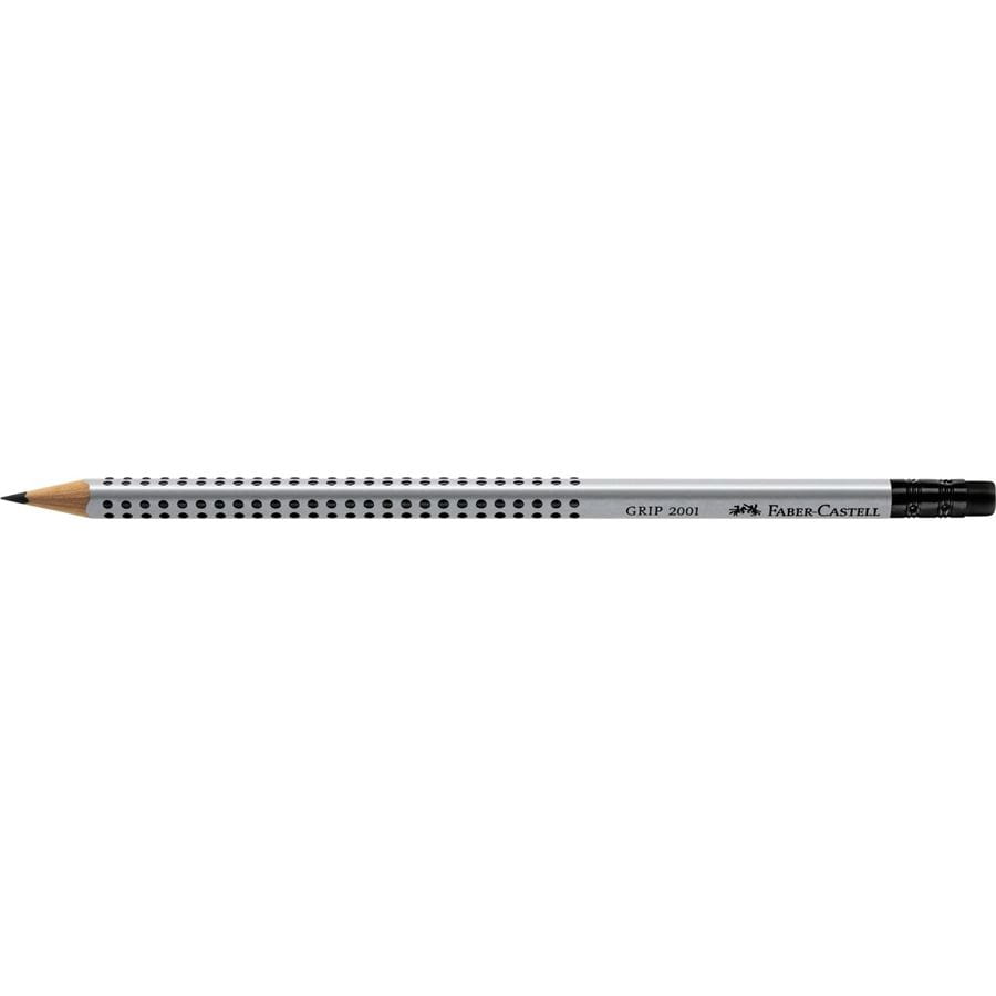 Faber-Castell - Grip 2001 graphite pencil with eraser, HB, silver