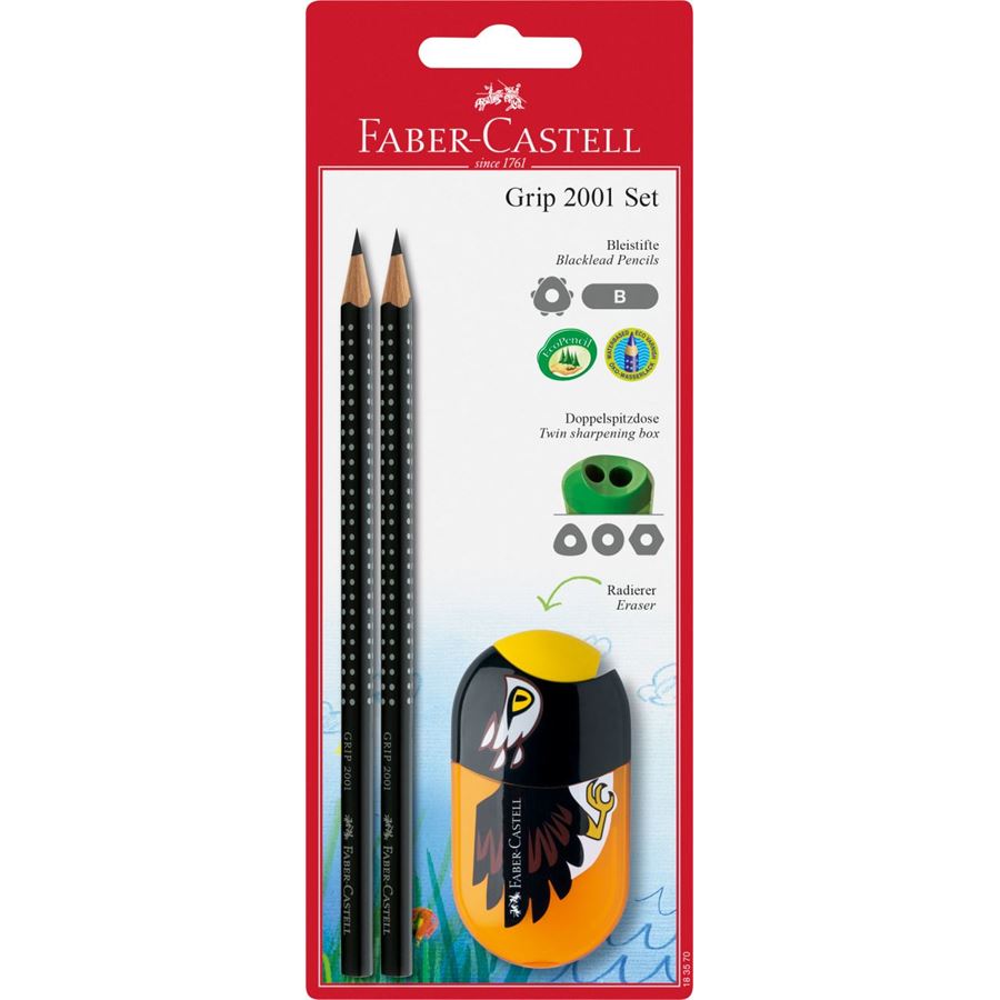 Faber-Castell - Grip 2001 graphite pencil set, B, 3 pieces