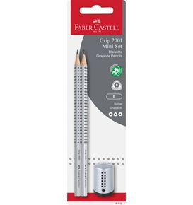 Faber-Castell - Grip 2001 graphite pencil set, B, silver, 3 pieces