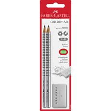 Faber-Castell - Graphite pencil Grip 2001 B 2x + Grip Edge grey
