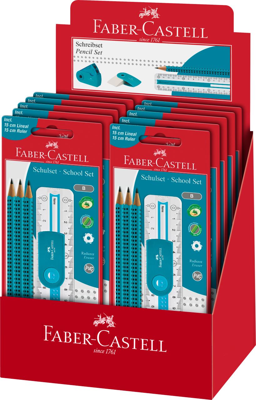Faber-Castell - Grip 2001 graphite pencil set, B, turquoise, 6 pieces