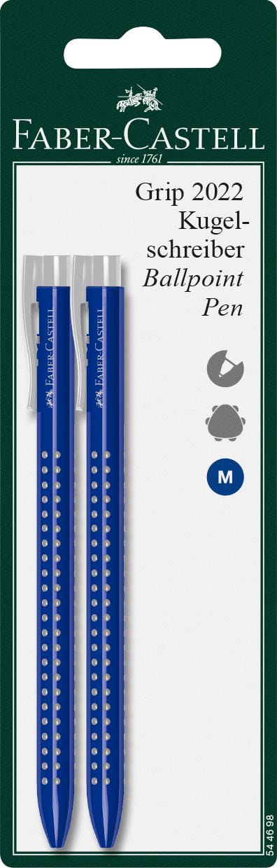 Faber-Castell - Grip 2022 ballpoint pen, M, blue, set of 2