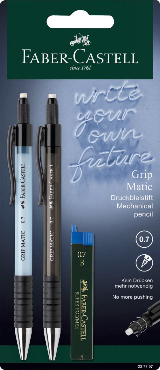 Faber-Castell - Grip Matic mechanical pencil set, 0.7 mm, 2 pieces