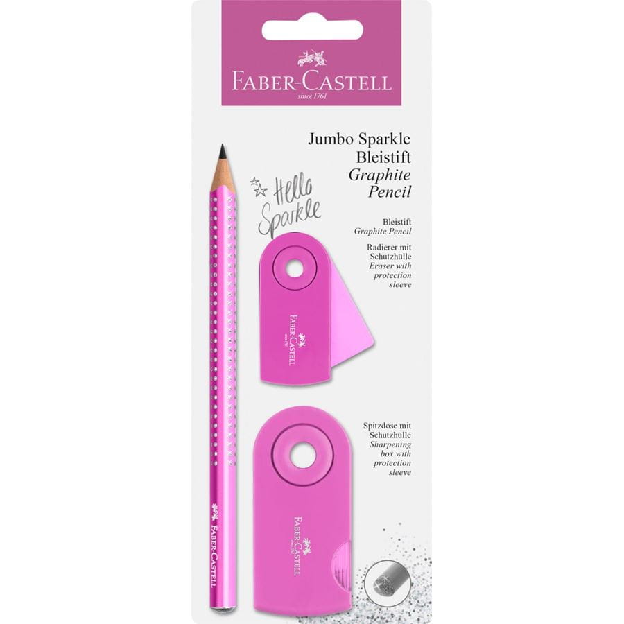 Faber-Castell - Jumbo Sparkle graphite pencil set, pink, 3 pieces