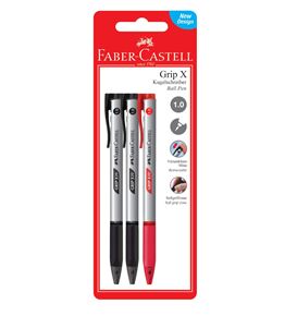 Faber-Castell - Grip X10 ballpoint pen, 1.0 mm, 1x red/2x black, set of 3