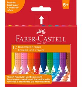 Faber-Castell - Grip crayon erasable triangular, cardboard wallet of 12