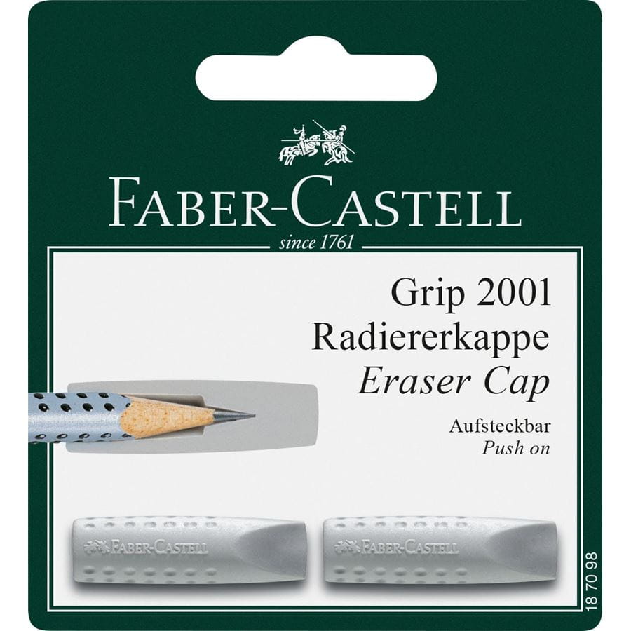 Faber-Castell - Grip 2001 eraser cap eraser, grey, set of 2