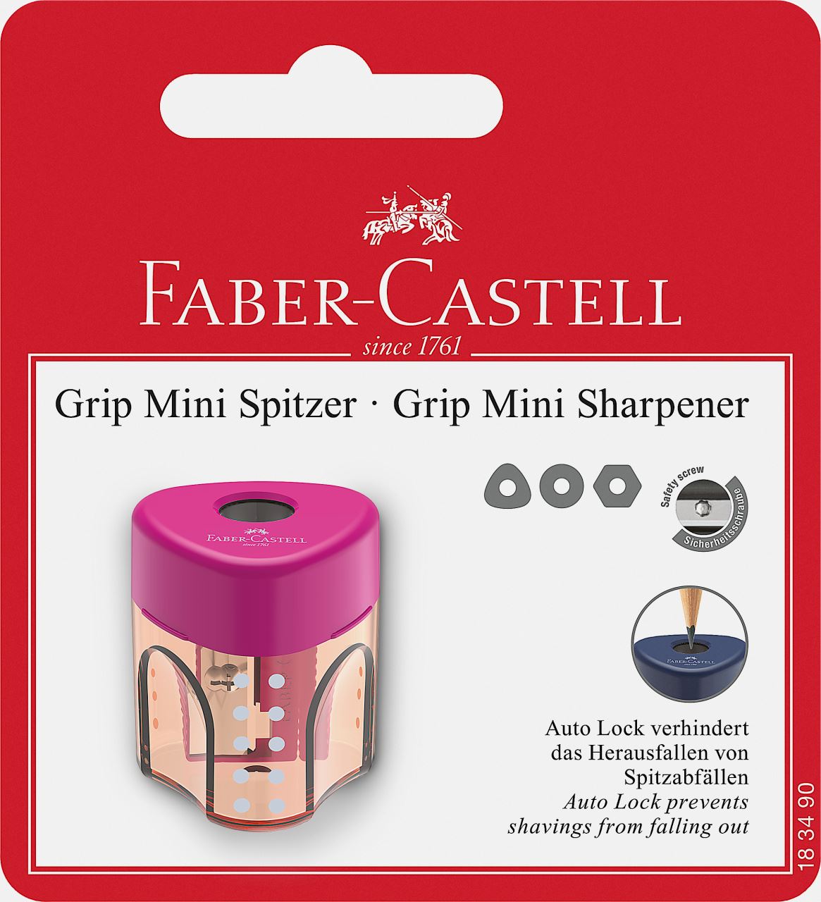 Faber-Castell - Grip sharpening box, set of 1, 3 trend colours, sorted