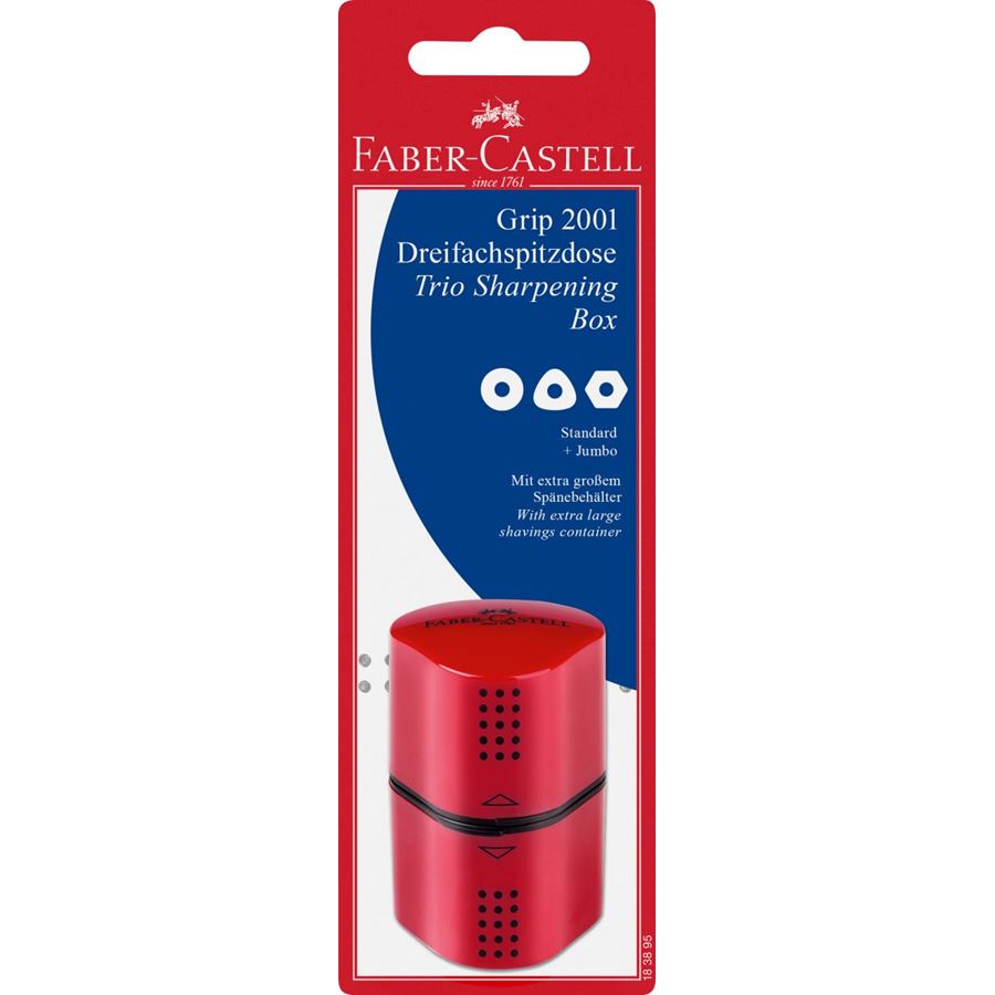 Faber-Castell - Grip 2001 trio sharpening box, set of 1, red/blue, sorted