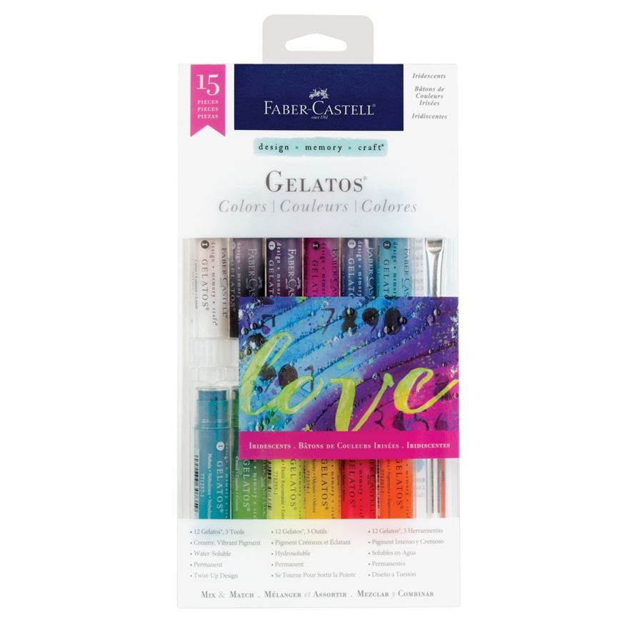Faber-Castell - Gelatos watersoluble crayons, iridescent tones, 15 pieces