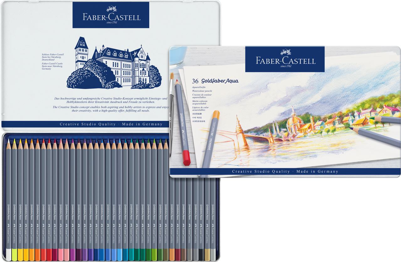 Faber-Castell - Goldfaber Aqua watercolour pencil, tin of 36