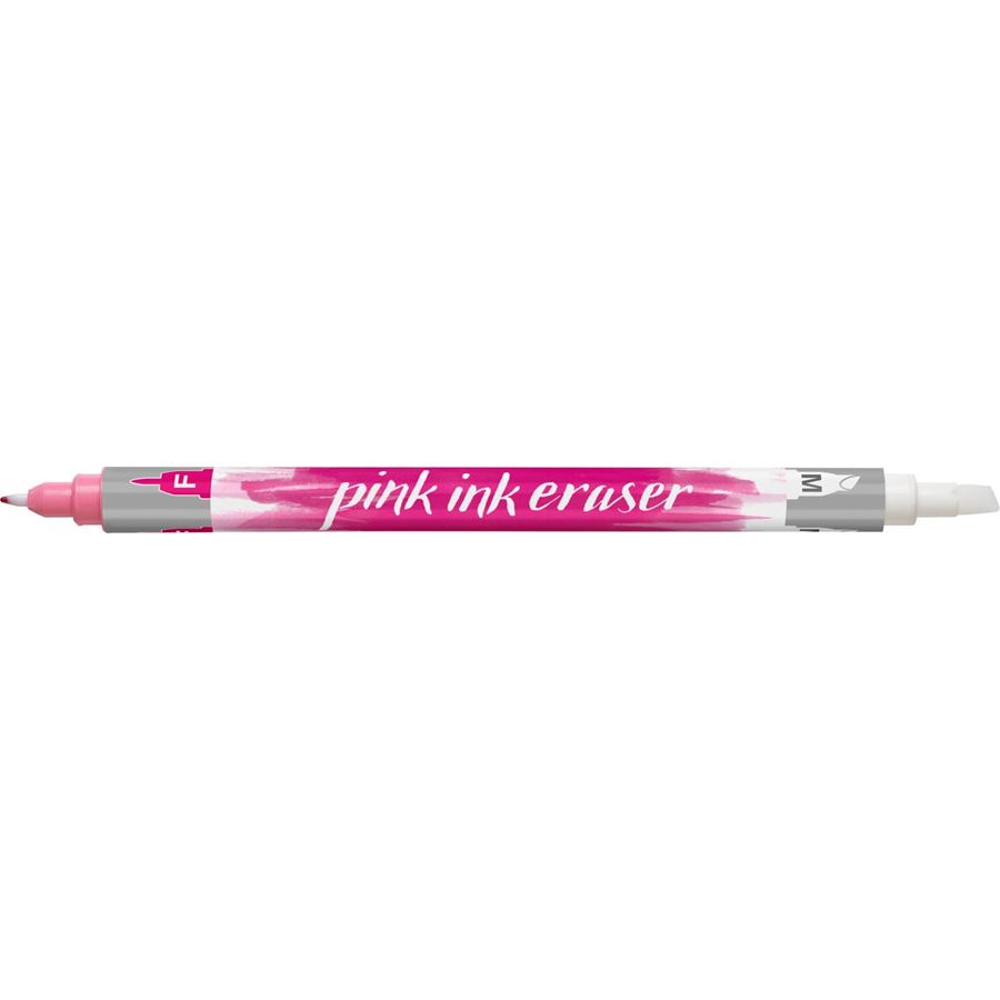 Faber-Castell - Pink ink eraser, chisel tip M and pink tip F for correction