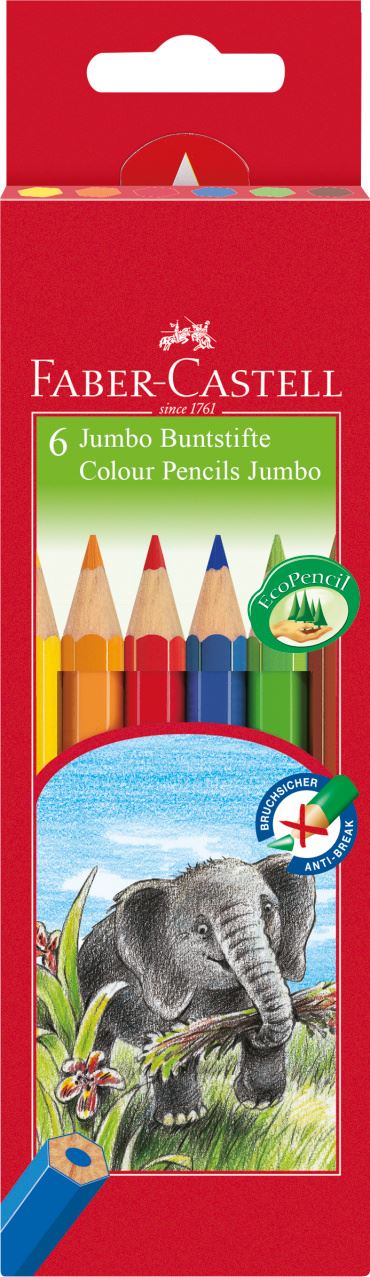 Faber-Castell - Classic Colour Jumbo colour pencil, cardboard wallet of 6
