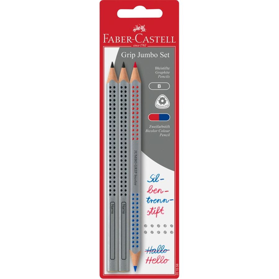 Faber-Castell - Graphite pencils Jumbo Grip + Bicolor Red/Blue