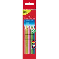 Faber-Castell - Jumbo Grip neon colour pencil, cardboard wallet of 5
