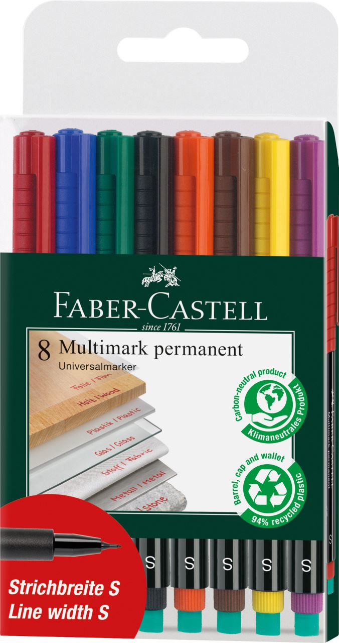 Faber-Castell - Multimark overhead marker permanent, S, wallet of 8