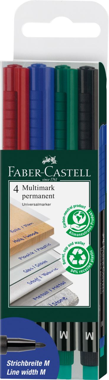 Faber-Castell - Multimark overhead marker permanent, M, wallet of 4