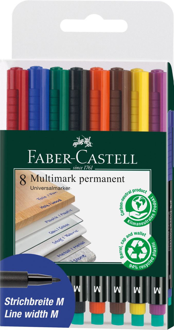 Faber-Castell - Multimark overhead marker permanent, M, wallet of 8