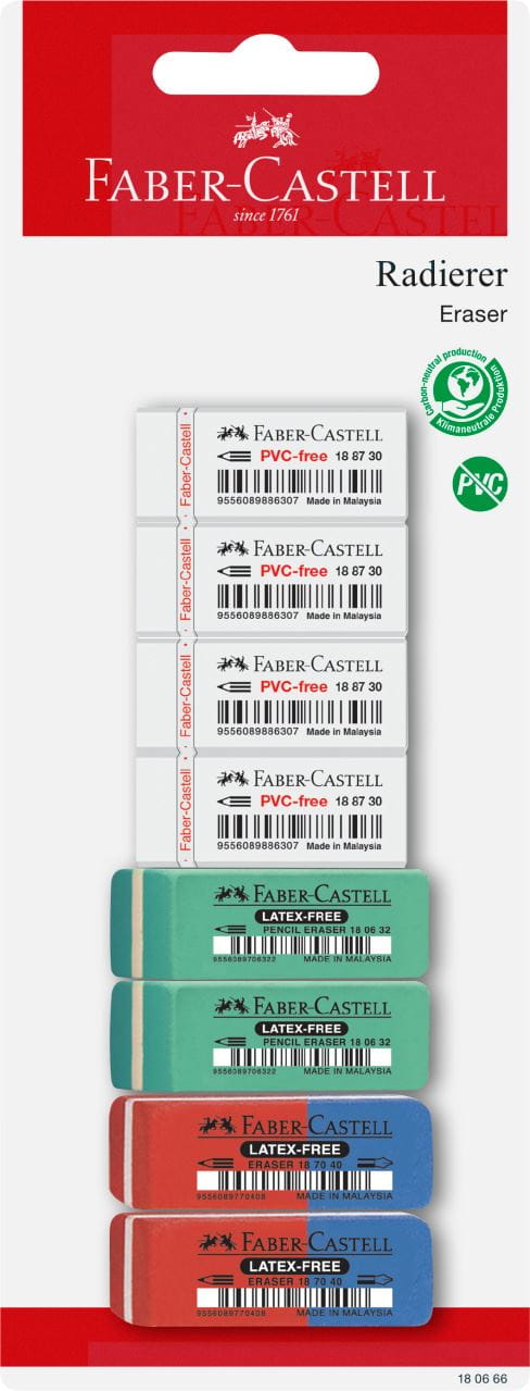 Faber-Castell - 7070/7006/7086 eraser, sorted, set of 8