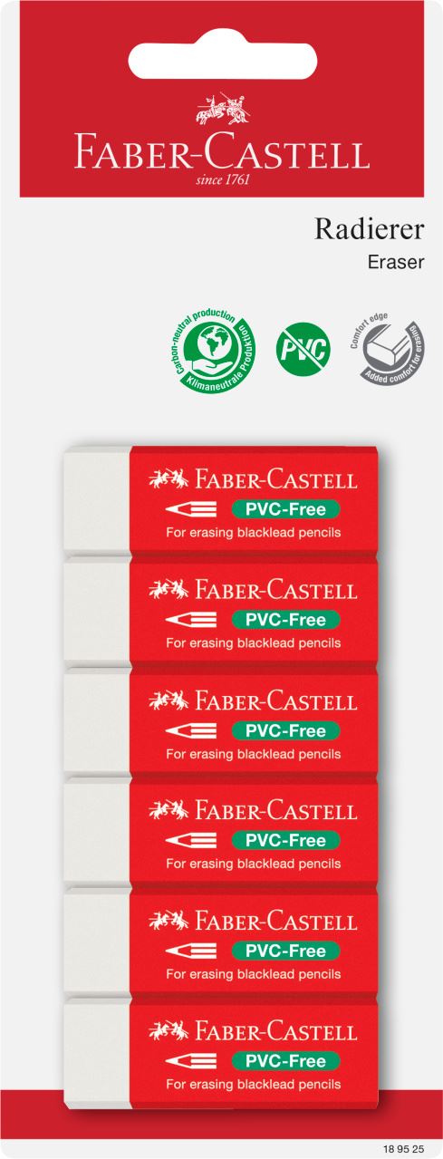 Faber-Castell - 7095-20 eraser, white, set of 6