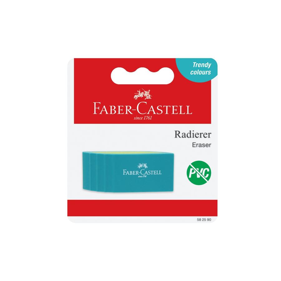 Faber-Castell - Bicolor eraser, set of 1, 3 trend colours, sorted