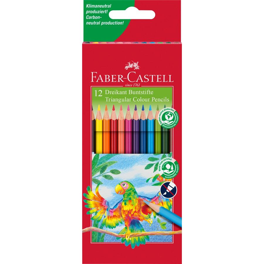 Faber-Castell - Triangular colour pencils, wallet of 12