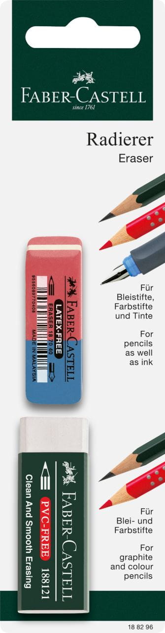 Faber-Castell - Eraser, set with 1x 7081 N eraser and 1x 7070-40 eraser