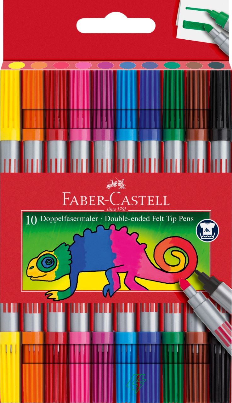 Faber-Castell - Double-ended felt tip pen, cardboard wallet of 10