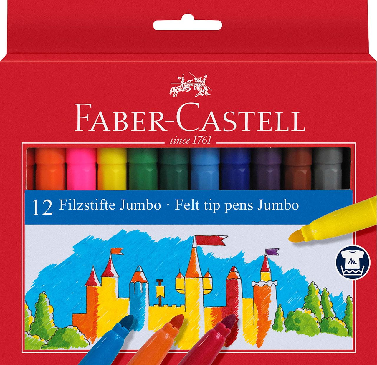 Faber-Castell - Felt tip pen Jumbo, cardboard wallet of 12
